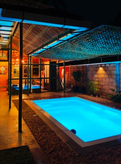 a ready-made pool, below ground.